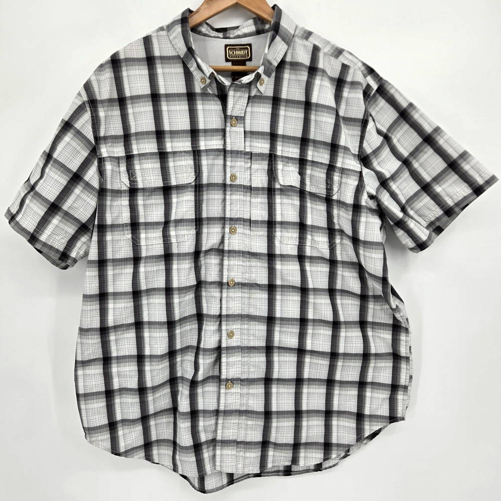 CE Schmidt Workwear Button Down Shirt Vented Plaid Outdoor Fishing Size XL